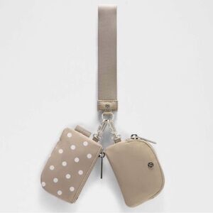 NWT Lululemon Dual Pouch Wristlet - Simple Polka Dot and Sheer Oak